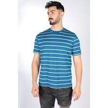 Paul & Shark  Erkek Marka Logo Detaylı Çizgili Regular Fit Kısa Kollu Mavi-Sarı T-Shirt 23411082-265