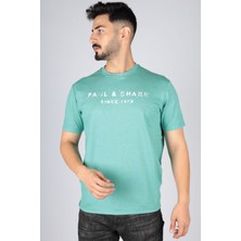 Paul & Shark  Erkek Logolu Basic Regular Fit Kısa Kollu Turkuaz T-Shirt 23411065-172