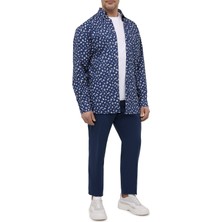 Paul & Shark Erkek Regular Fit Desenli Uzun Kol Lacivert-Beyaz Gömlek 21413446-001