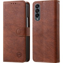 Cool-M Case Samsung Galaxy Z Fold4 5g Pu Deri Şok Geçirmez Kılıf Düz Renkli Cüzdan Telefon Kapağı (Yurt Dışından)