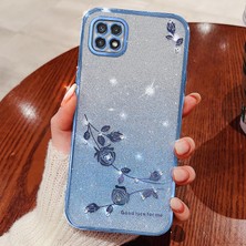 Cool-M Samsung Galaxy A22 5g Tpu Çiçek Glitter Telefon Kapağı Kayışla (Yurt Dışından)