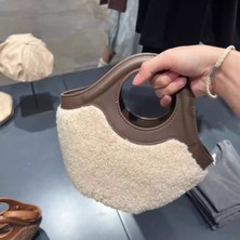 Chitumaoyi Sebze Sepeti Çantası Peluş Crossbody Çanta Çok Yönlü Tote Çanta (Yurt Dışından)