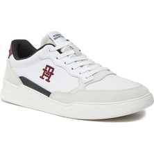 Tommy Hilfiger Erkek Marka Logolu Bağcıklı Kaydırmaz Tabanlı Günlük Beyaz Sneaker FM0FM04929-YBS