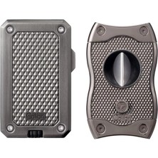 Colibri Rally Gunmetal 3 Torch Çakmak & Gunmetal Sv-Cut Puro Seti