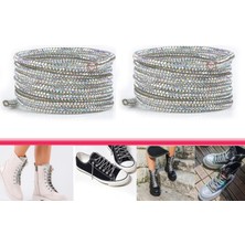 Airyfoot Krem Kristal Taşlı Pırıltılı Bot Bağcığı Uçsuz 120 Cm 1 Çift