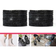 Airyfoot Siyah Kristal Taşlı Pırıltılı Bot Bağcığı Uçsuz 120 Cm 1 Çift