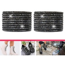 Airyfoot Füme Kristal Taşlı Pırıltılı Bot Bağcığı Uçsuz 120 Cm 1 Çift