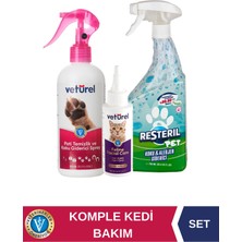 Resterıl Kedi Kumu Koku Giderici Kedi Aknesi Kedi Tüy Sağlığı Pet 750ML - Kedi Yüz Bakım - Pati Temizleyici