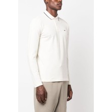 Emporio Armani Erkek Polo Yaka Uzun Kollu Pamuklu Rahat Kesim Beyaz Polo Yaka T-Shirt 8N1Fb5 1Jptz-0128