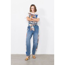 Gizia Kiwe Kadın Denim Kumaş  Normal Bel Düz Model Lacivert Pantolon M1H027-LACİVERT