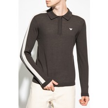 Emporio Armani Erkek Marka Logolu Uzun Kollu Rahat Kahverengi Kazak 6R1MU1 1MMHZ-05A6