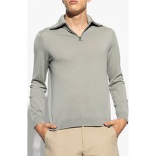 Emporio Armani Erkek Uzun Kollu Dik Yakalı Logolu Haki Kazak 6R1MXF 1MNFZ-F636