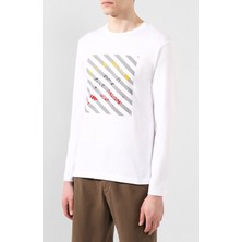 Paul & Shark  Erkek Marka Logo Detaylı Regular Fit Uzun Kollu Beyaz T-Shirt P20P1502-010