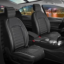 Asya bmw 5 Serisi 518 Uyumlu Lüks Deri Oto Koltuk Kılıfı Ön/arka Set Aysa Seri Siyah-Beyaz
