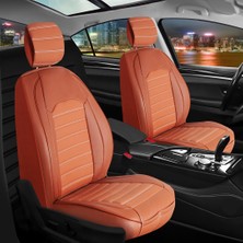 Asya Nissan Navara Uyumlu Lüks Deri Oto Koltuk Kılıfı Ön/arka Set Aysa Seri Tarçın