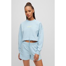 Hugo Kadın Marka Logolu Uzun Kollu Rahat Mavi Sweatshirt 50489094-451