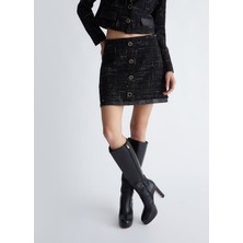 Liu Jo Kadın Mini Boy Desenli Günlük Kullanım Siyah Etek WF3135T3597-A4080