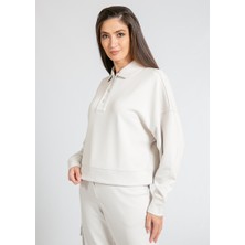 Emporio Armani Kadın Pamuklu Uzun Kollu Düğme Kapamalı Gri Sweatshirt 6R2M7U 2JRKZ-0103