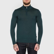 Emporio Armani Erkek Marka Logo Detaylı Dik Yaka Fermuar Kapamalı Haki Kazak 8N1MUX 1MJXZ-0586