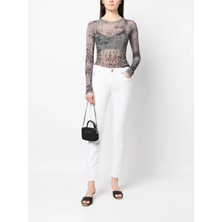 Versace Kadın Pamuklu Normal Kesim Rahat Beyaz Pantolon 74HAB5S0 CEW01-003