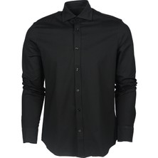 Paul & Shark Erkek Pamuklu Slim Fit  Ince Düğme Kapamalı Siyah Gömlek C0P3065-011