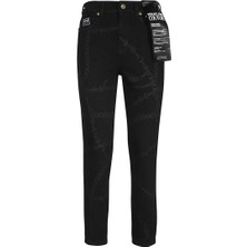 Versace Kadın Slim Fit Normal Bel Pamuklu Siyah Jeans 75HAB5X0DS010L54-909