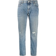 Emporio Armani Kadın Regular Fit Fermuarlı Pamuklu Beş Cepli Mavi Pantolon 6H2J36 2D9QZ-941