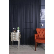 Ervin Siyah Grek Tül Perde Petek Zemin Gramajlı Etek Kurşunlu 1/2 Seyrek Pile