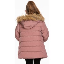 Cool Pink Kız Çocuk Dokuma Standart Çift Cepli Fermuarlı Kalın Vizon Kapüşonlu Mont