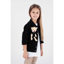 Ahenk Kids Kız Çocuk Ayıcıklı Pamuklu Jean Ceket Günlük Modaya Uygun AK22176023