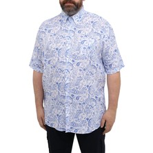 Paul & Shark Erkek Regular Fit Desenli Kısa Kollu Beyaz-Mavi Gömlek 21413427-001