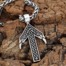 NorthShore Iskandinav Motifli Kuzgun Nordik Tasarım Paslanmaz & Kararmaz 316L Çelik Erkek Kolye