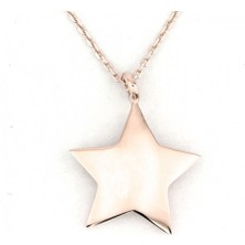 Altın Marketim 925 Ayar Rose Altın Kaplama Küçük Gümüş Yıldız Kolye