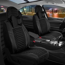 Asya Volkswagen Golf 5 Uyumlu Deri Oto Koltuk Kılıfı Ön/Arka 5li Set Live Seri Siyah