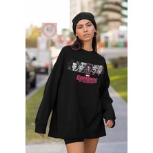 Fuddy Moda Marvel Evreni Karakterleri Baskılı Kapüşonsuz Sweatshirt, Unisex Oversize Marvel Baskılı Sweatshirt