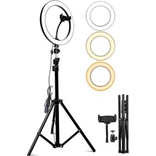 Youtuber LED Işıklı Tripod Selfie Makyaj Işığı Sürekli Ring Light 10 Inç Halka DZ66