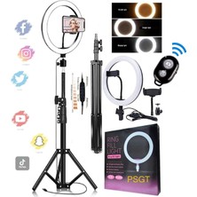 Kumandalı Youtuber Tiktok Çekim Işıklı Telefon Tutucu Makyaj Işığı Ring Light 10 Inç 2.1 M Tripod