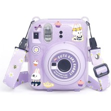 Instax Mini 12 Makine Uyumlu Lila Simli Pleksi Kılıf