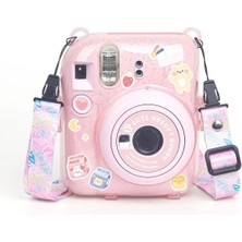 Instax Mini 12 Makine Uyumlu Pembe Simli Pleksi Kılıf