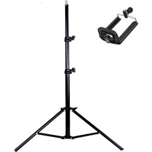 Tripod 2.1 mt 360 Döner Başlıklı Telefon Tutucu Ring Light Metal Işık Stüdyo Lamba Ayağı