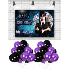 Parti Furyası Wednesday Temalı  50 Balonlu Parti Afişi   70X100 cm