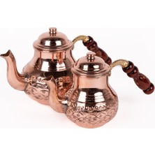 Dmt Copper Home Dmt Gaziantep Bakırdan Bakır Çaydanlık El Işlemeli Yüzeyi ve Özel Kulplu Toplam Boy :21 cm En:alt 11 cm Üst 10 cm