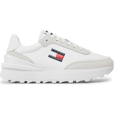 Tommy Hilfiger Kadın Marka Logolu Bağcıklı Kaydırmaz Tabanlı Günlük Beyaz Sneaker EN0EN02511-YBS