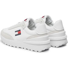Tommy Hilfiger Kadın Marka Logolu Bağcıklı Kaydırmaz Tabanlı Günlük Beyaz Sneaker EN0EN02511-YBS