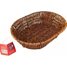 Hasır Oval Sepet Rattan Ekmek Sepeti - Meyve Sepeti 27CM x 20CM x 7cm