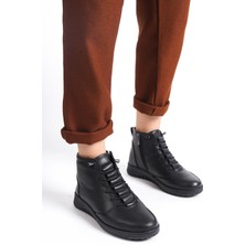 ARTI ARTI AYAKKABI Hakiki Deri Kadın Ortopedik Topuk Dikeni Fonksiyonlu Fermuarlı Siyah Anne Botu