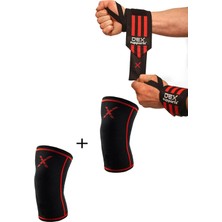 Dex Supports Antrenman Dizliği ,spor Dizlik Knee Sleeve+Wrist Wraps Spor Bileklik 2'li Paket Siyah