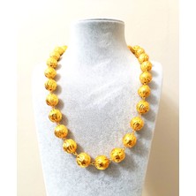 Hg.Aksesuar Kadın 22 Ayar Altın Kaplama Büyük Toplu Kolye