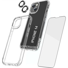 Gritty Iphone 14 Uyumlu Şeffaf Kılıf 5d Ekran Koruyucu Siyah Kamera Koruyucu 360° Tam Koruma 3in1 Set