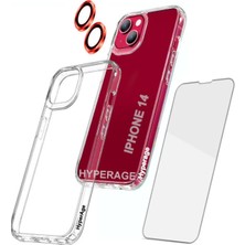 Gritty Iphone 14 Uyumlu Şeffaf Kılıf 5d Ekran Koruyucu Kırmızı Kamera Koruyucu 360° Tam Koruma 3in1 Set